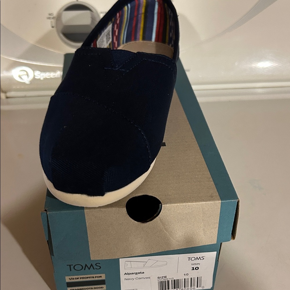 TOMS Dark Blue Canvas Slip-Ons